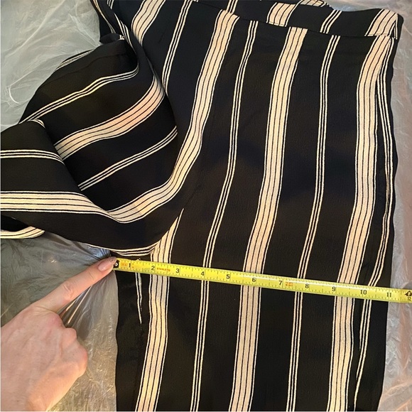 Reformation black cream stripe Testino Jagger high rise waisted Wide Leg pants - Picture 12 of 12